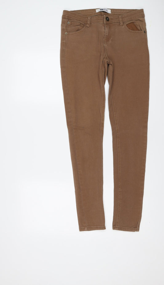 New Look Womens Brown Cotton Skinny Jeans Size 10 L30 in Regular Button