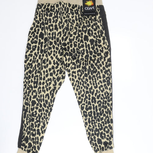 Colourwear Womens Multicoloured Animal Print Polyester Jogger Trousers Size S Regular Drawstring