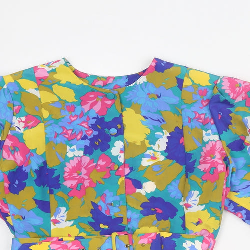 Le Clou Womens Multicoloured Floral Polyester Basic Blouse Size 14 Round Neck