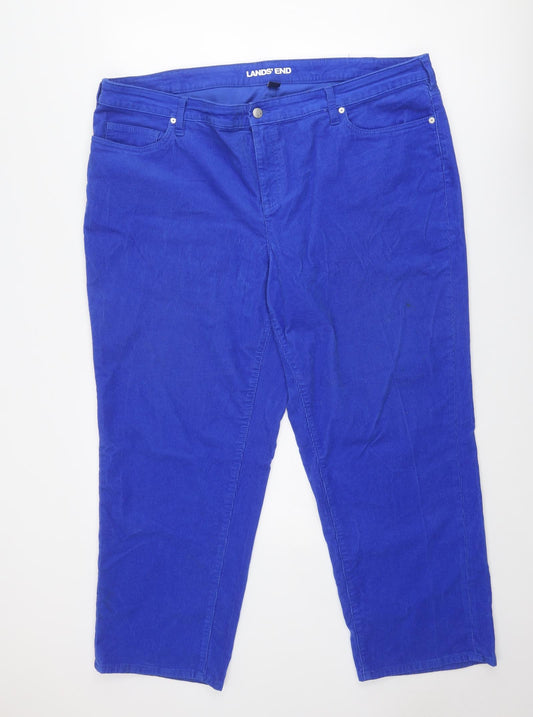 Lands' End Womens Blue Cotton Trousers Size 26 Regular Zip