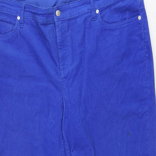 Lands' End Womens Blue Cotton Trousers Size 26 Regular Zip