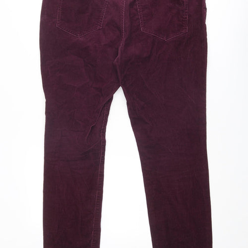 Lands' End Womens Purple Cotton Trousers Size 18 Regular Zip