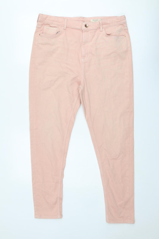 Marks and Spencer Womens Pink Cotton Skinny Jeans Size 18 Regular Zip