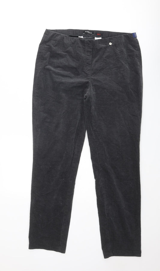Robell Womens Grey Cotton Trousers Size 14 Regular