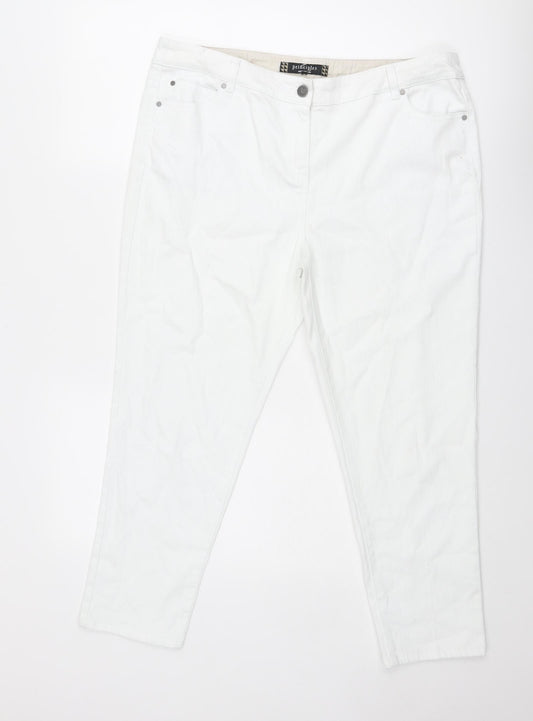 Principles Womens White Cotton Capri Jeans Size 16 Regular Zip