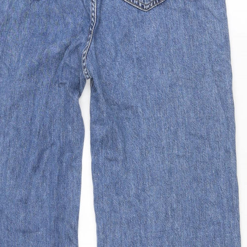 TU Womens Blue Cotton Wide-Leg Jeans Size 14 Regular Zip