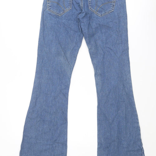 Topshop Womens Blue Cotton Flared Jeans Size 26 in Regular Zip
