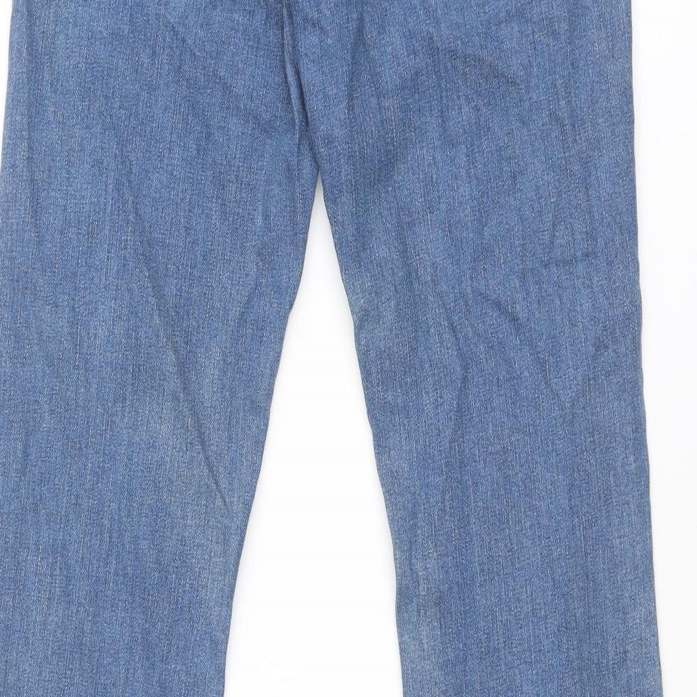 Topshop Womens Blue Cotton Flared Jeans Size 26 in Regular Zip