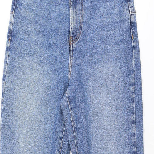New Look Womens Blue Cotton Mom Jeans Size 6 Regular Zip