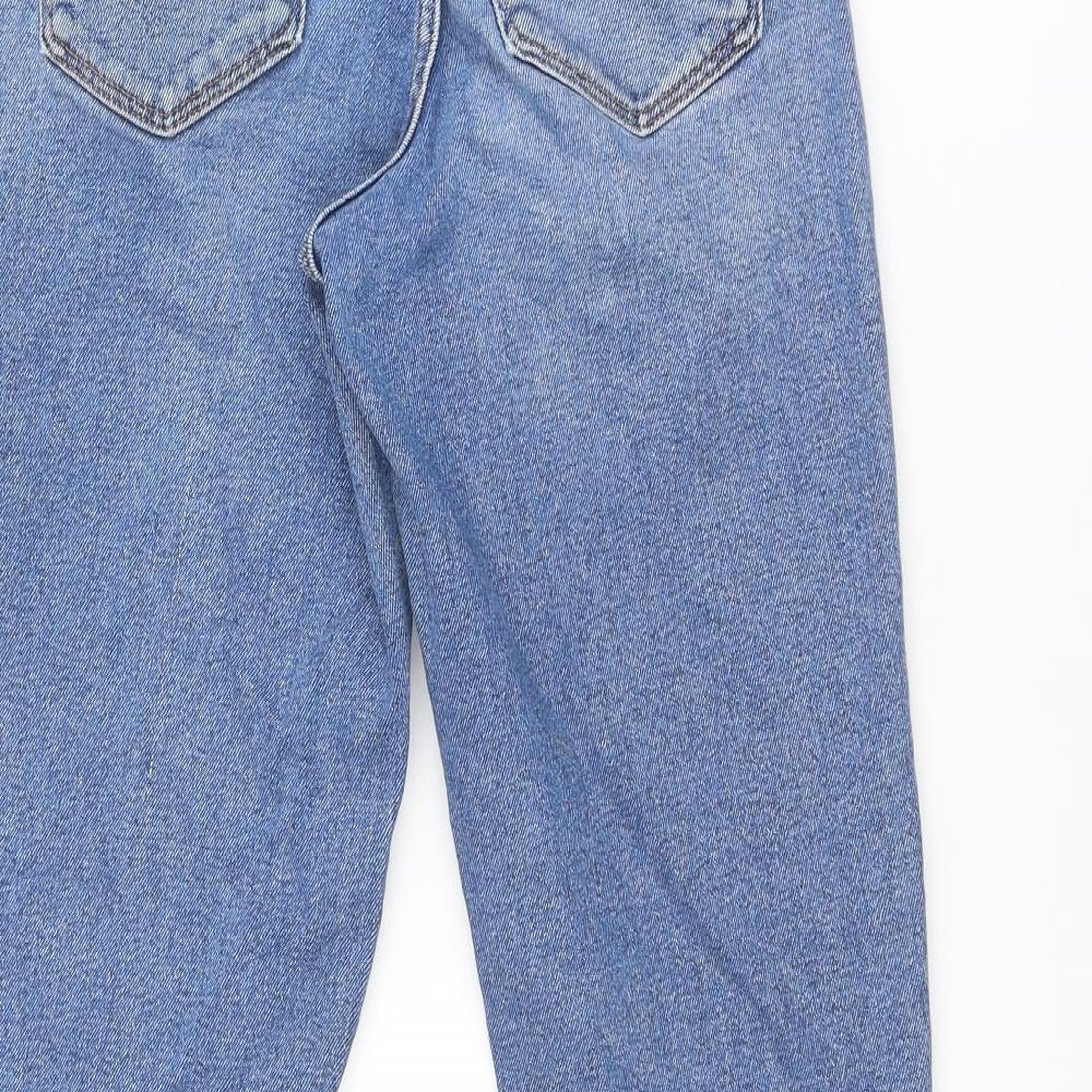New Look Womens Blue Cotton Mom Jeans Size 6 Regular Zip
