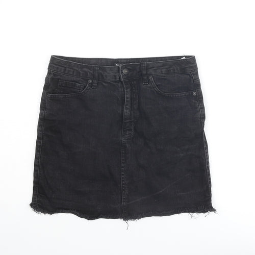 Nasty Gal Womens Black Cotton A-Line Skirt Size 10 Zip