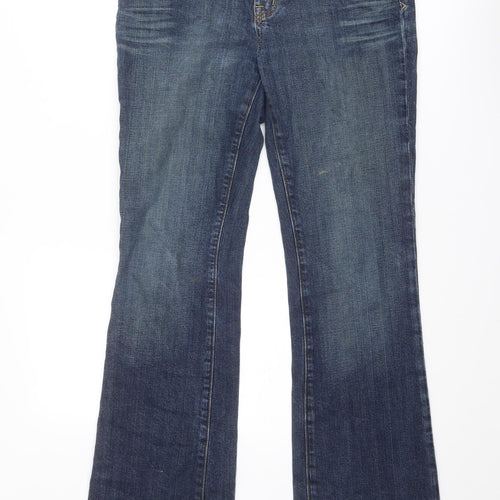 7 For All Mankind Womens Blue Cotton Bootcut Jeans Size 32 in Regular Zip