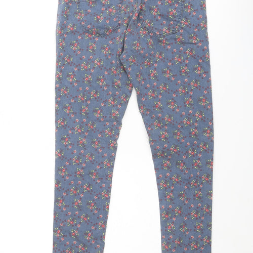 Topshop Womens Multicoloured Floral Cotton Skinny Jeans Size 26 in Regular Zip