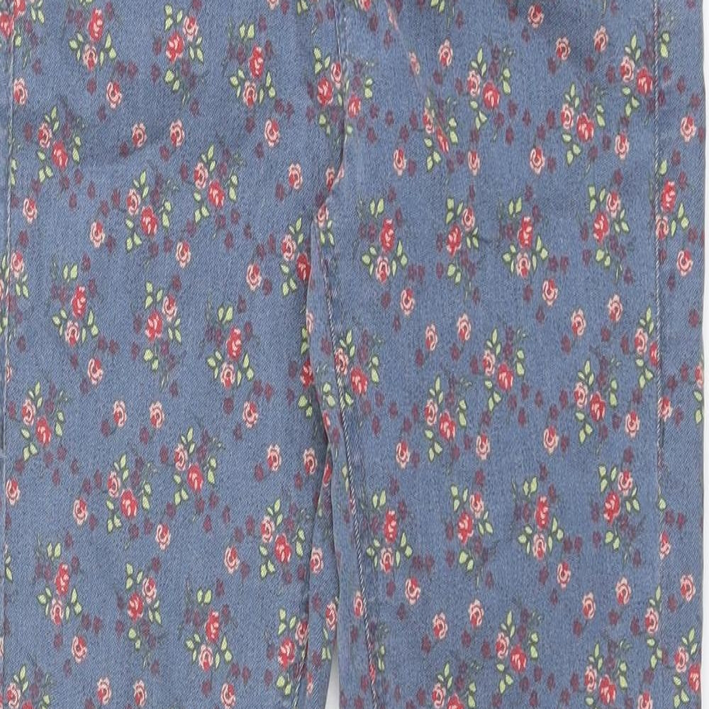 Topshop Womens Multicoloured Floral Cotton Skinny Jeans Size 26 in Regular Zip