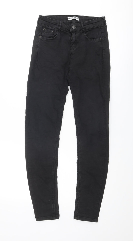 Pull&Bear Womens Black Cotton Skinny Jeans Size 24 in Regular Zip