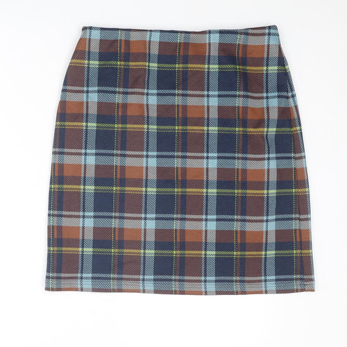Marks and Spencer Womens Multicoloured Plaid Polyester A-Line Skirt Size 12