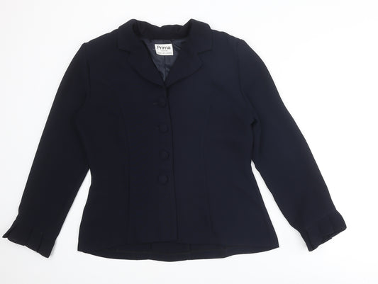 Prima Womens Blue Jacket Blazer Size 14 Button