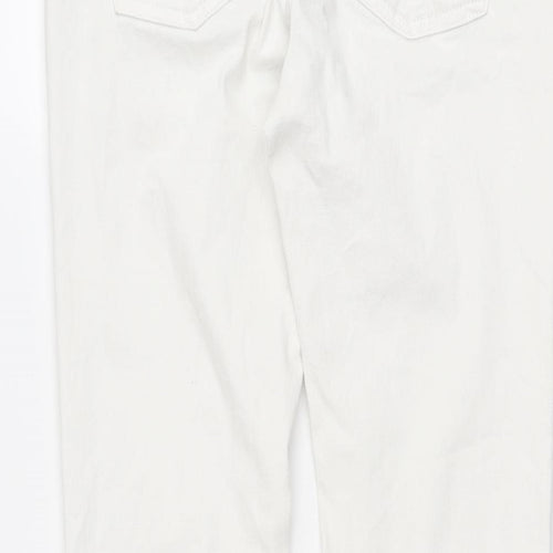 Debenhams Womens White Cotton Straight Jeans Size 10 Regular Zip