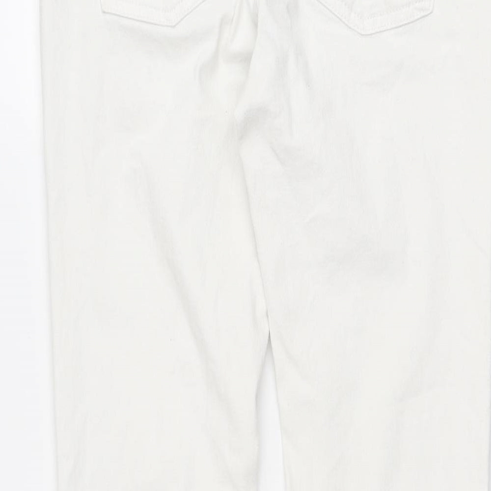Debenhams Womens White Cotton Straight Jeans Size 10 Regular Zip