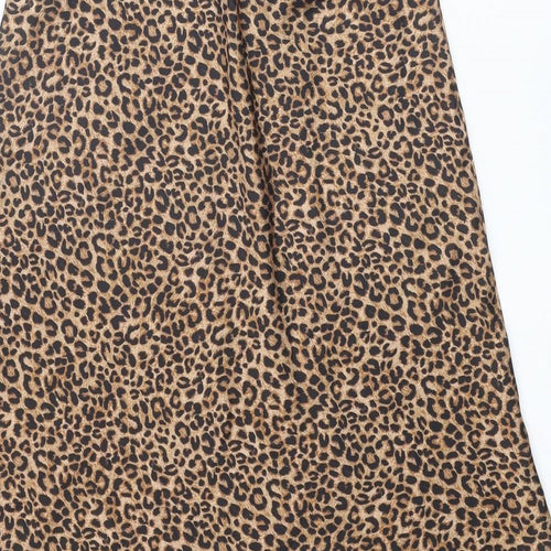 New Look Womens Brown Animal Print Polyester Peasant Skirt Size 8 - Leopard pattern