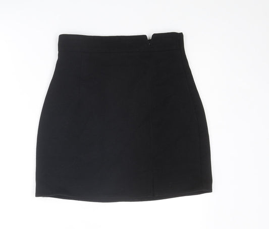Aloha Womens Black Cotton A-Line Skirt Size L Zip