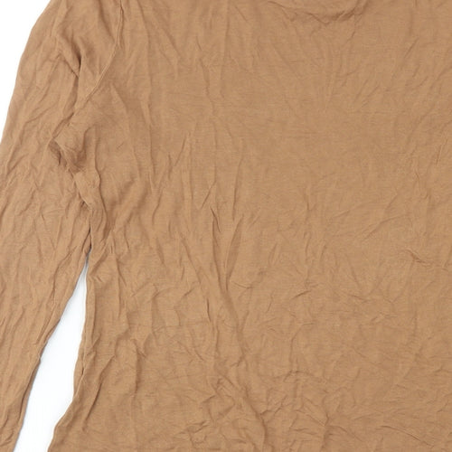 Warehouse Womens Brown Viscose Basic T-Shirt Size 12 Round Neck