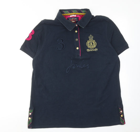 Joules Womens Blue Cotton Basic Polo Size 18 Collared