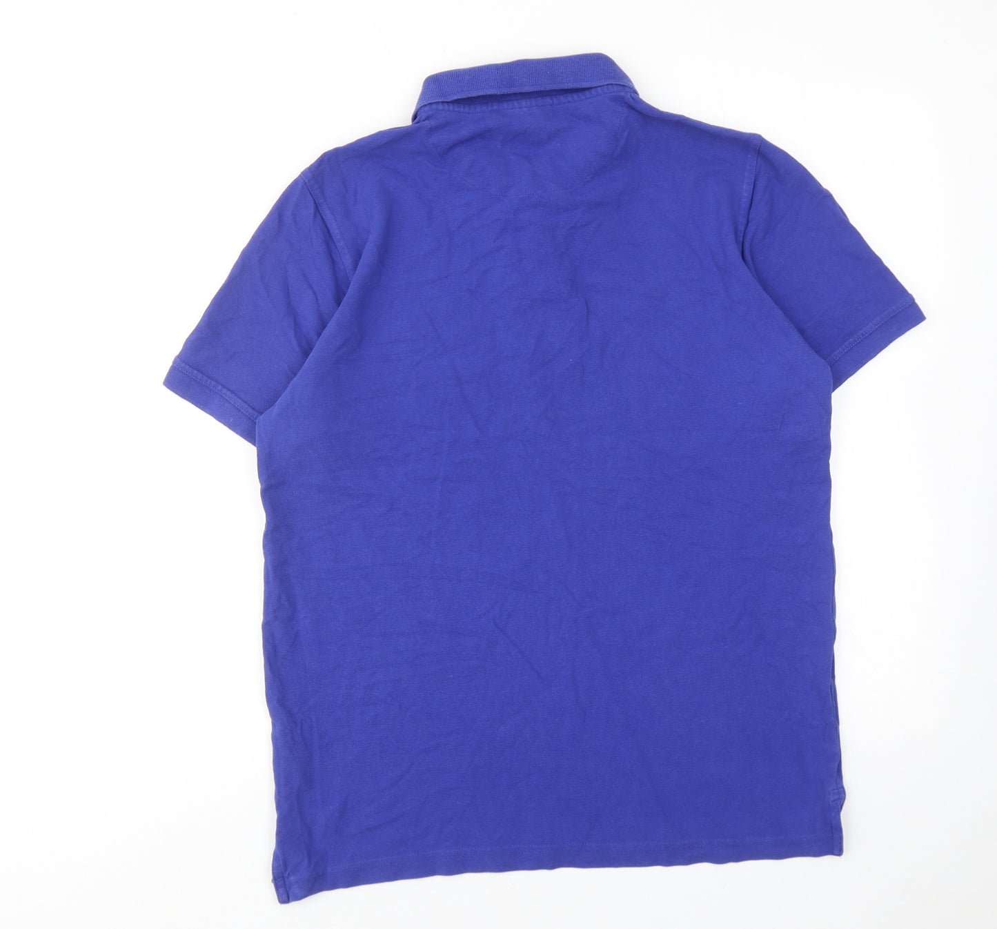 Pierre Cardin Mens Blue Cotton Polo Size M Collared Button