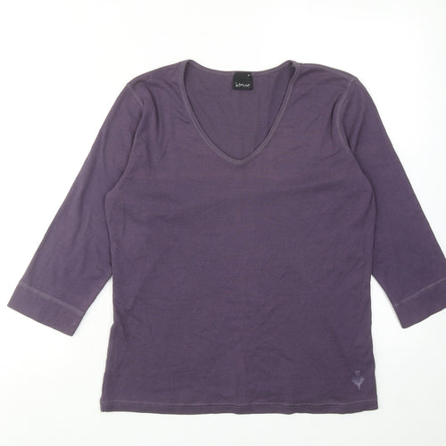 INTOWN Womens Purple Cotton Basic Blouse Size M V-Neck