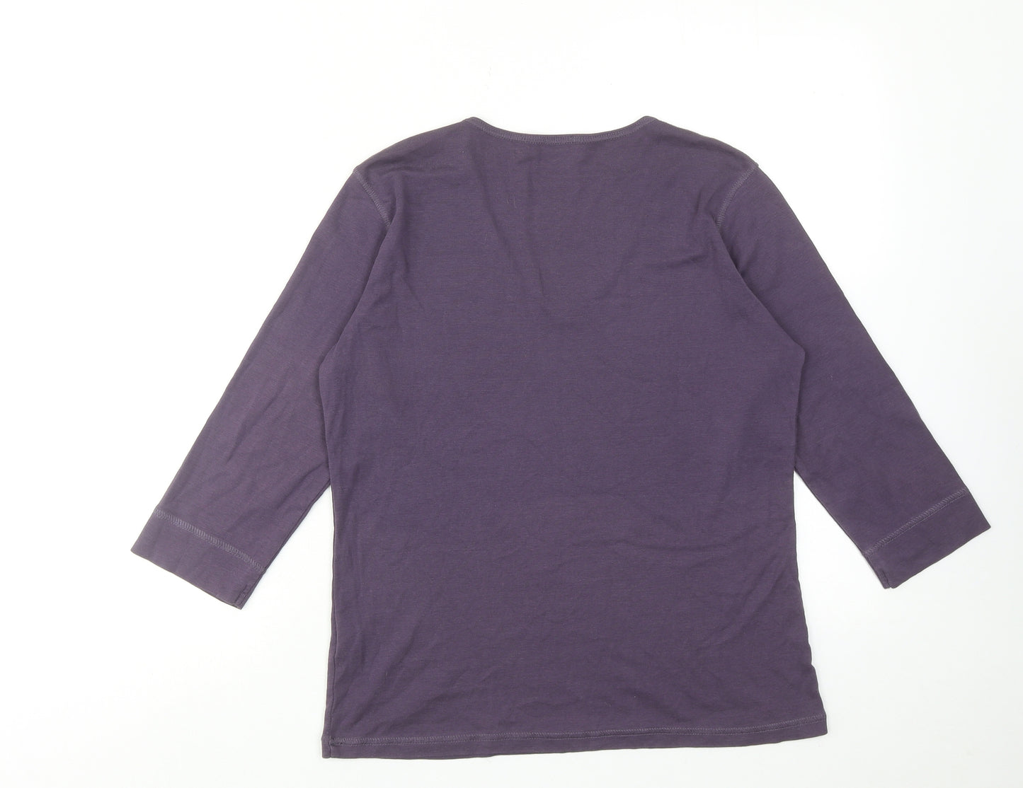 INTOWN Womens Purple Cotton Basic Blouse Size M V-Neck