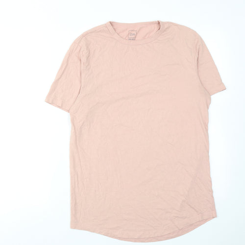 River Island Mens Pink Cotton T-Shirt Size M Round Neck