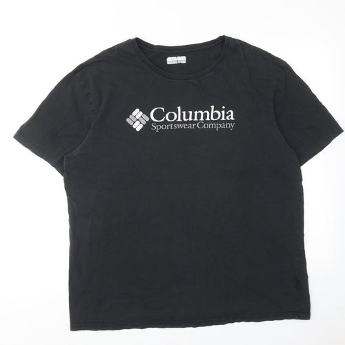 Columbia Mens Black Cotton T-Shirt Size XL Round Neck