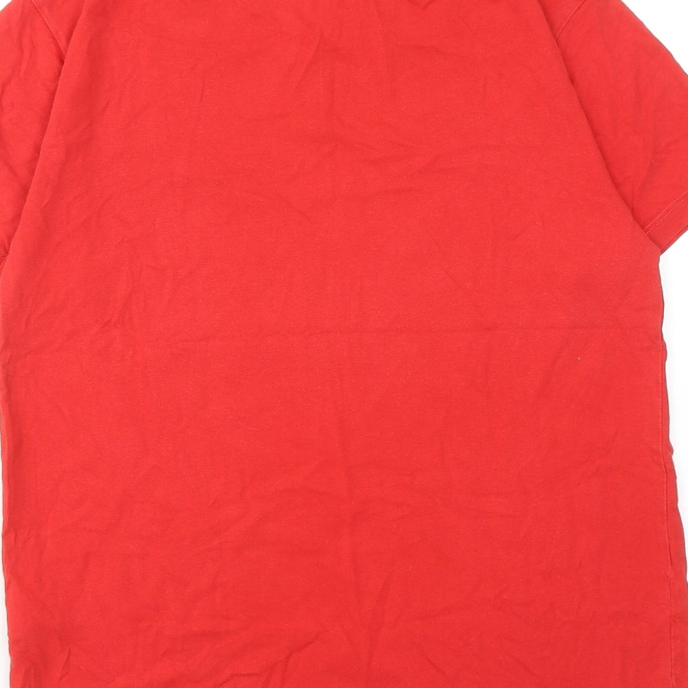 Topshop Womens Red Cotton Basic T-Shirt Size 8 Round Neck - No Worries, Be Happy