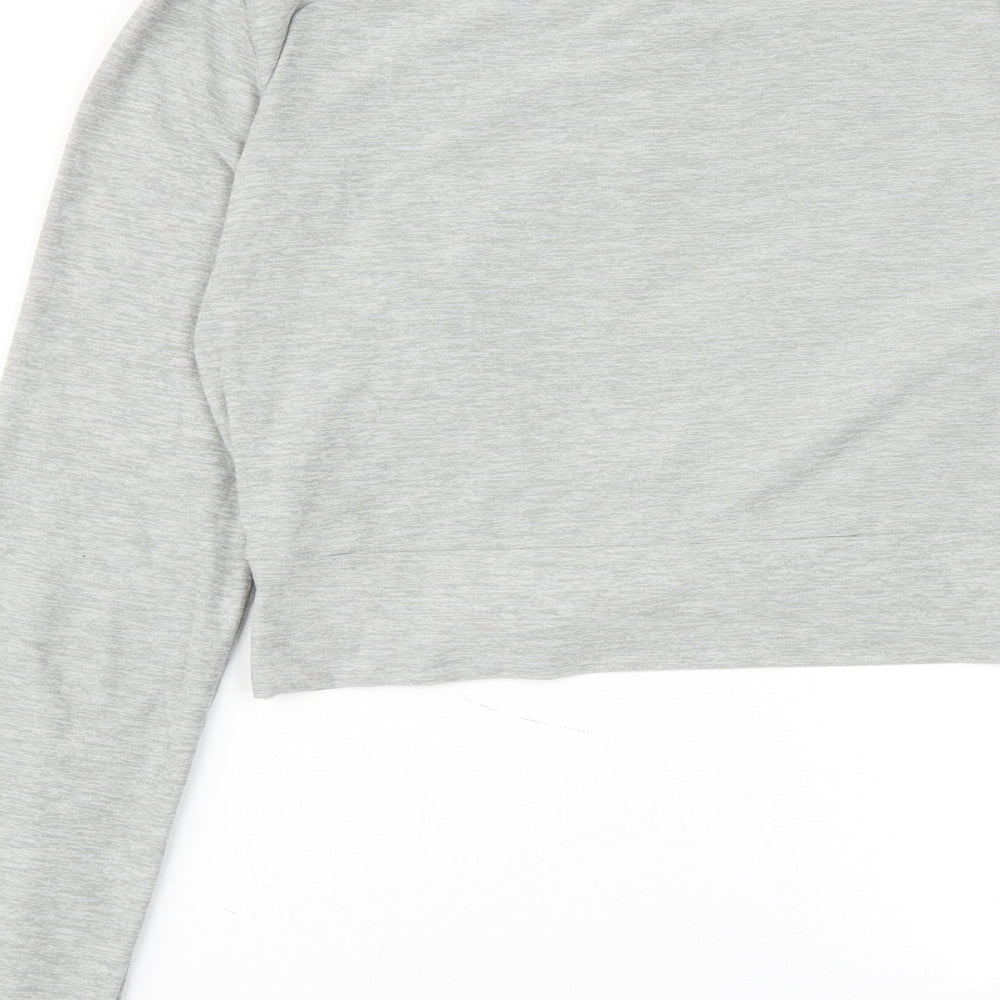 Kyodan Womens Grey Polyester Cropped Blouse Size M Round Neck