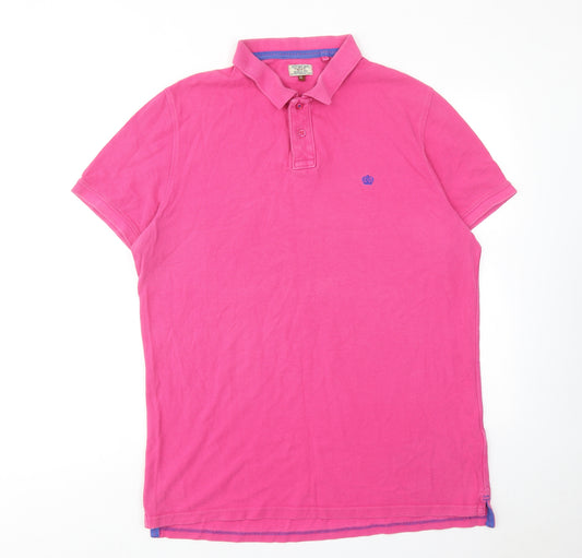 NEXT Mens Pink Cotton Polo Size XL Collared Button