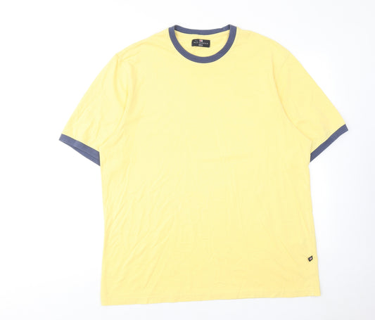 Blue Harbour Mens Yellow Cotton T-Shirt Size L Round Neck