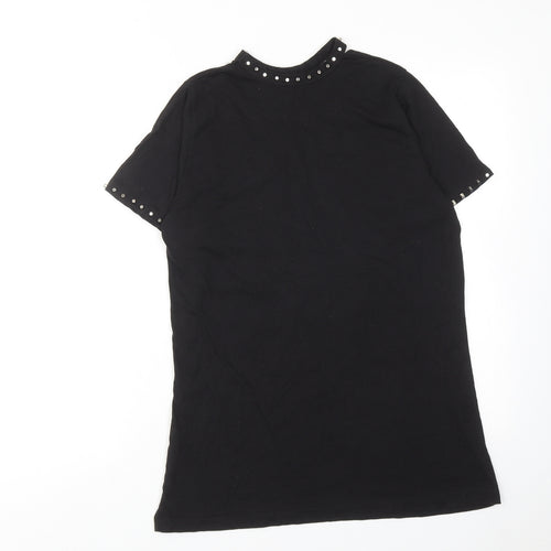 River Island Womens Black Cotton Basic T-Shirt Size S V-Neck - Revolution