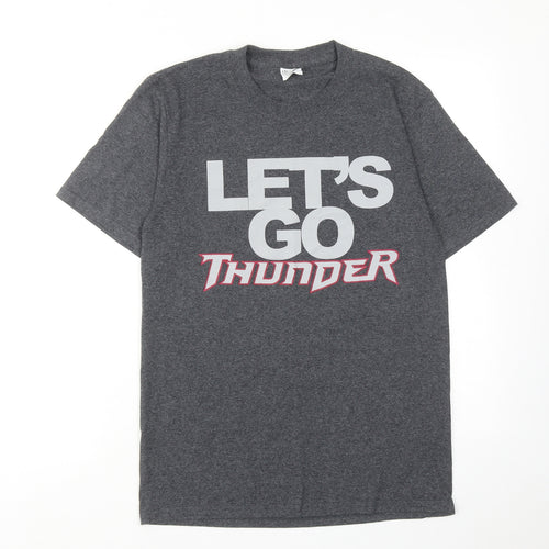 ATC Mens Grey Cotton T-Shirt Size S Round Neck - Let's Go Thunder