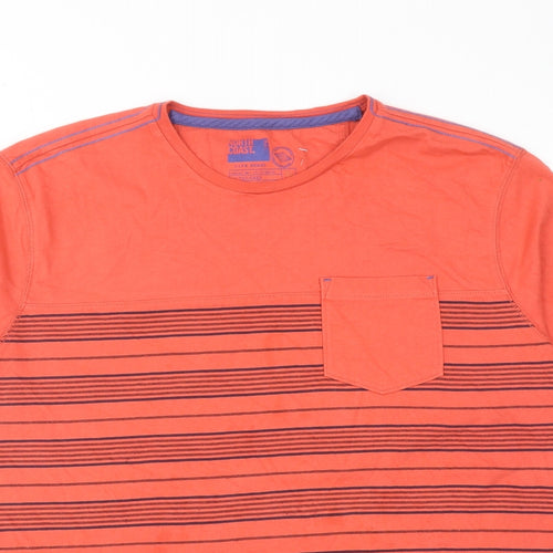 North Coast Mens Red Striped Cotton T-Shirt Size XL Round Neck