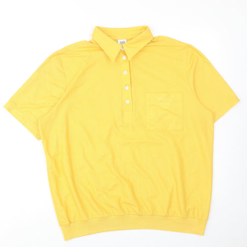 LUCIA Womens Yellow Cotton Basic Polo Size 18 Collared
