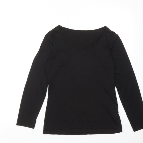 Uniqlo Womens Black Acrylic Basic T-Shirt Size M Round Neck