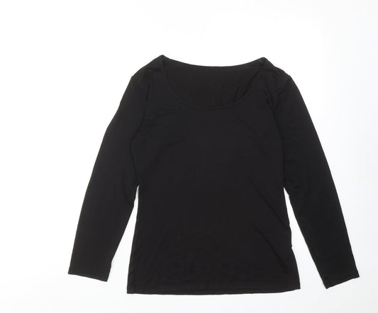 Uniqlo Womens Black Acrylic Basic T-Shirt Size M Round Neck