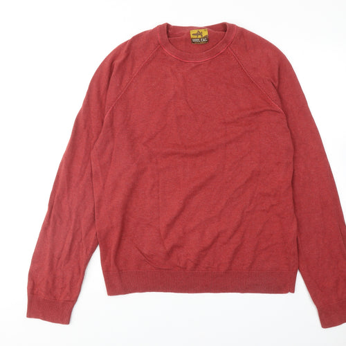 SoulCal&Co Mens Red Round Neck Cotton Pullover Jumper Size L Long Sleeve