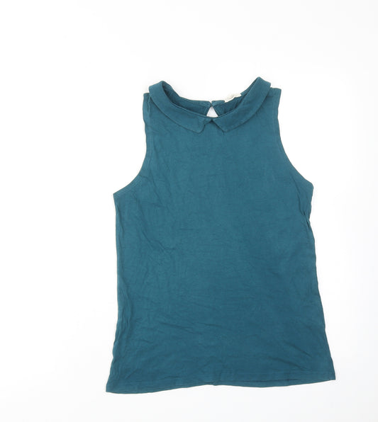 New Look Womens Blue Cotton Basic Tank Size 8 Round Neck