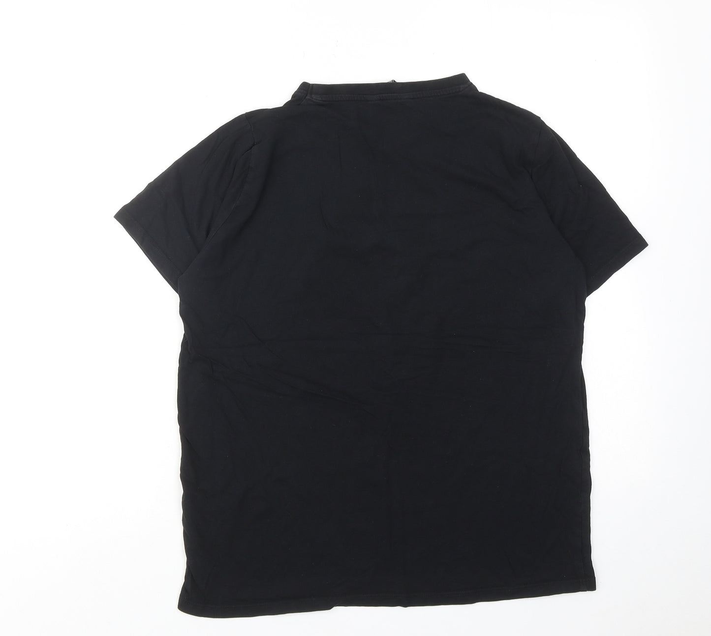 New Look Womens Black Cotton Basic T-Shirt Size 14 Round Neck - Out of This World