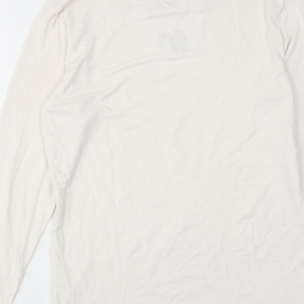 Marks and Spencer Mens White Viscose T-Shirt Size M Round Neck