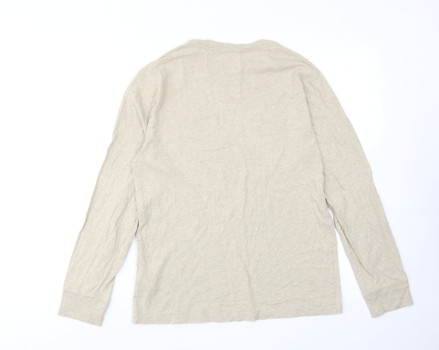Ralph Lauren Womens Beige Cotton Basic T-Shirt Size 14 Round Neck