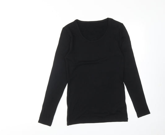 Marks and Spencer Womens Black Acrylic Basic T-Shirt Size 12 Scoop Neck