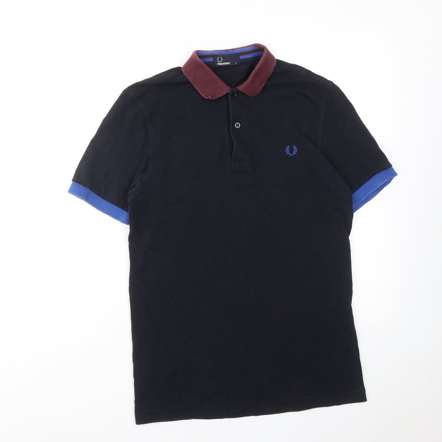 Fred Perry Mens Blue Cotton Polo Size S Collared Button