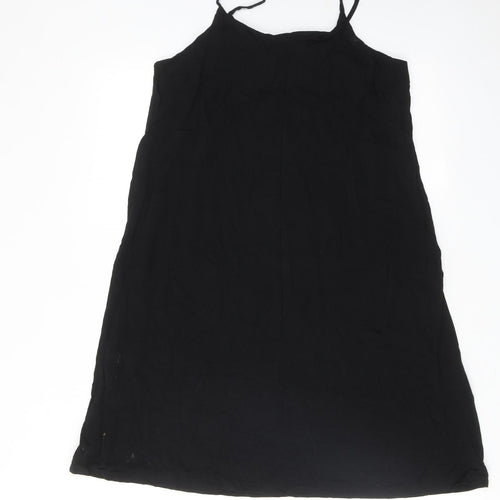 Basic Apparel Womens Black Viscose Slip Dress Size S Round Neck Pullover